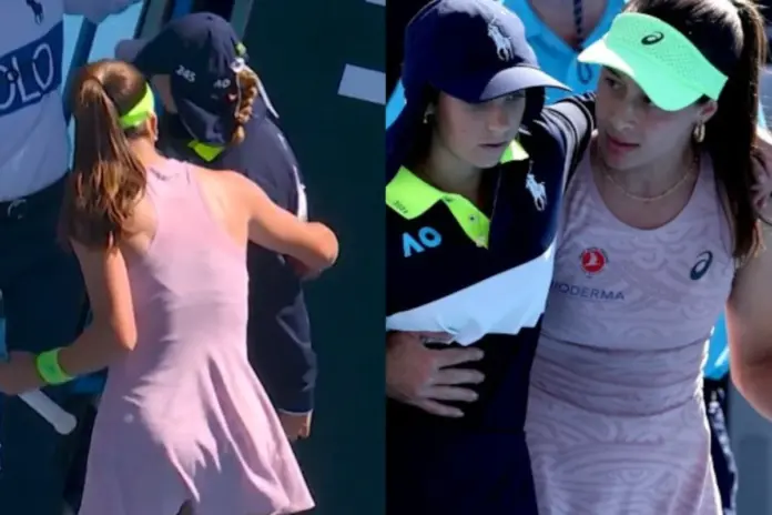Australian Open Viral Video - Zeynep Sönmez Rushes to help ball girl