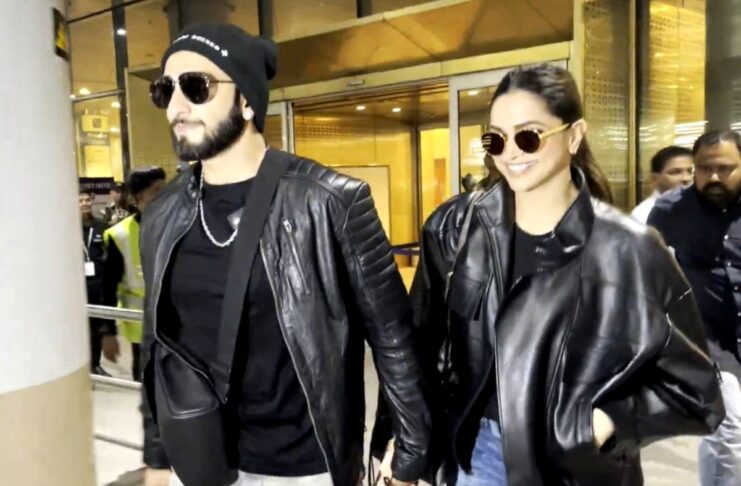 Dhurandhar Ranveer Singh and Wife Deepika Padukone at airport