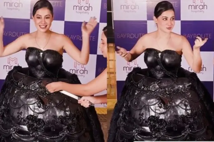 Uorfi Javed turns into chocolate cake bizarre dress viral video