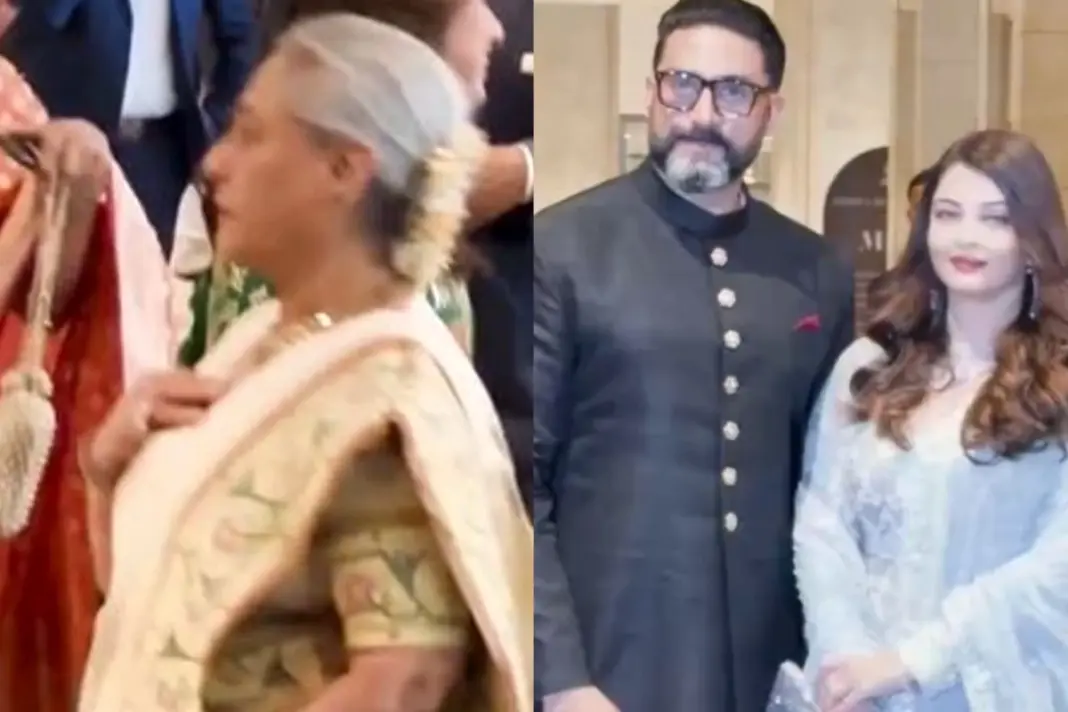 Arjun Tendulkar Wedding - Jaya Bachchan, Abhishek Bachchan and Aishwarya Rai Bachchan