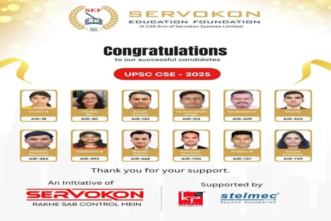 UPSC CSE Result 2025-26 Servokon Education Foundation Students