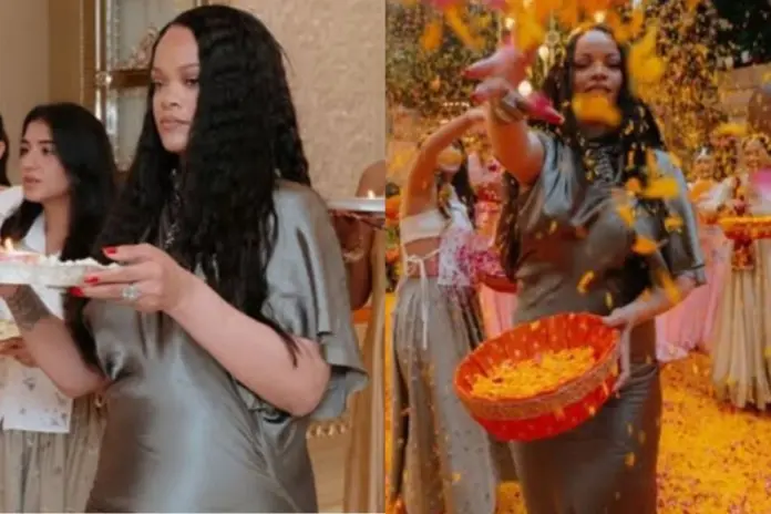Rihanna Performs Puja, Plays Phoolon Ki Holi With Ambanis in viral video and pics