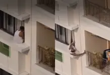 Viral Video: Man Risks His Life Just To Intrude In Neighbour’s Zindagi, Hangs From High Rise While Making Video, Netizens In Overdrive Viral -Video